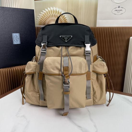Prada Saffiano Leather Trim Fabric Backpack 2VZ074