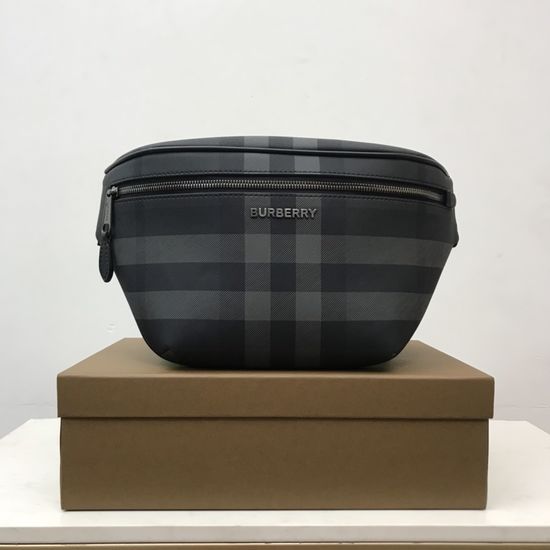 Burberry Waist Bag Check Pattern Leather Trim 80365591