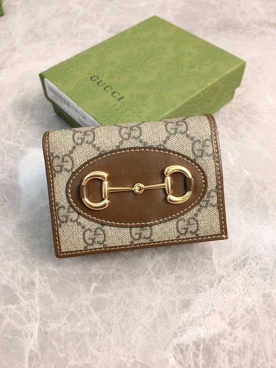 Gucci 1955 Horsebit Canvas and Leather Card Holder 621887
