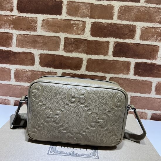 Gucci Gray Litchi Embossed G Handbag 766946