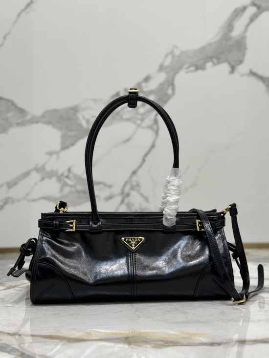 Prada SoftLux Oil Wax Leather Tote Crossbody Bag 1BA426