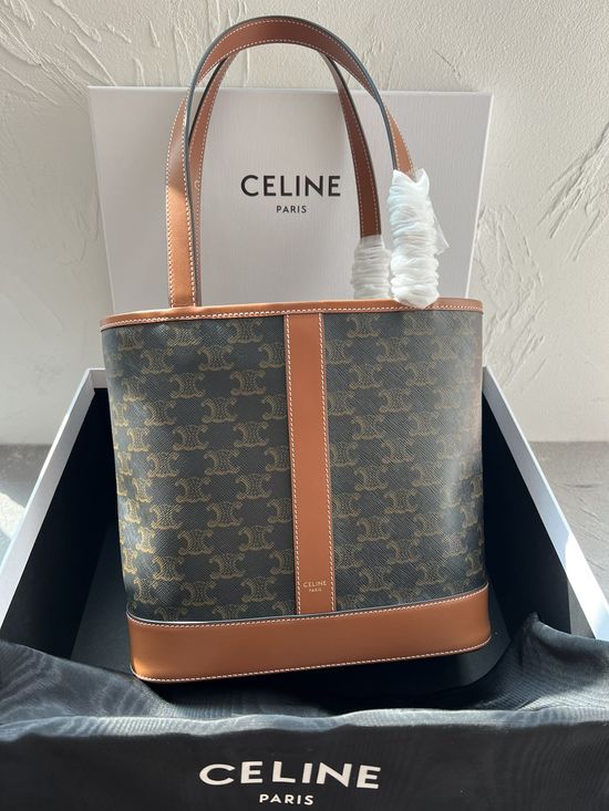 Celine Cabas Logo Printed Leather Tote 115082
