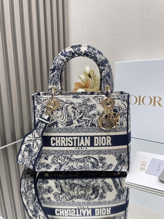Christian Dior Blue Tiger Embroidered Lady Christian Dior Bag 11862
