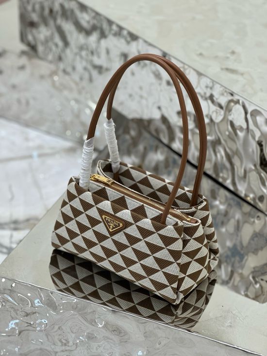 Prada Embroidered Fabric Handbag 1BA368