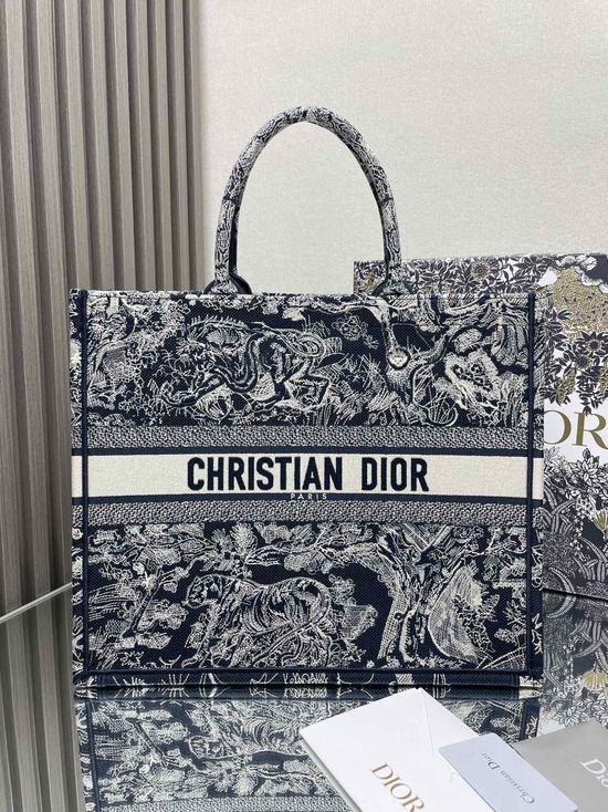 Christian Dior Blue Tiger Large Shopping Tote 17698