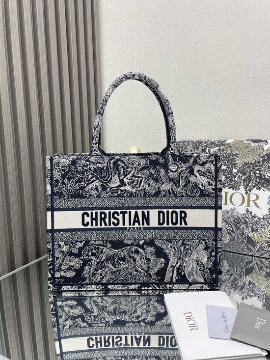 Christian Dior Tiger Embroidery Shopping Tote Bag