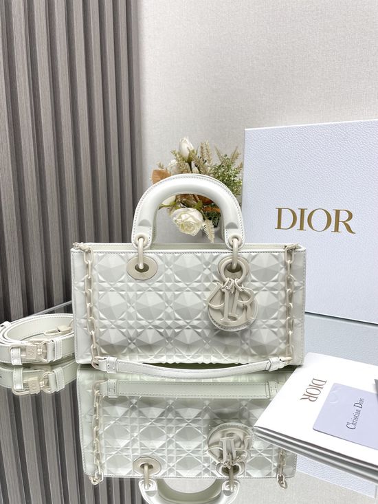 Christian Dior Lady DJoy Off-white Diamond Quilted Bag 0540