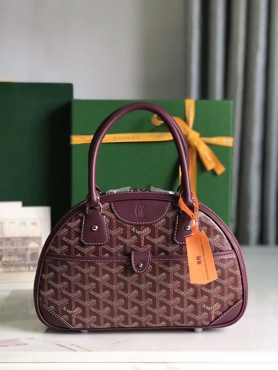 Goyard Bowling Mini Vintage Canvas Leather Bag 020298