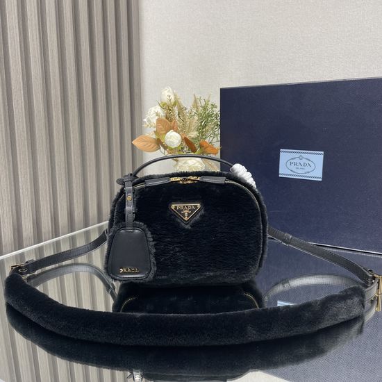 Prada Mini Shearling Structured Handbag 1BH208