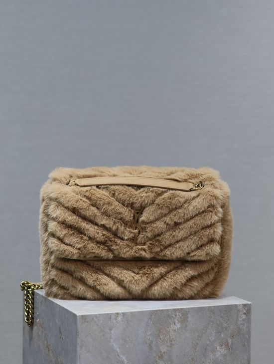 Yves Saint Laurent Rabbit Fur Leather Fashion Shoulder Bag 498894