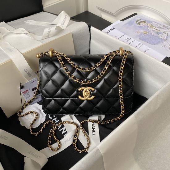 Chanel Double Mini Golden Ball Drawstring Bag with Soft Leather Chain AS2649