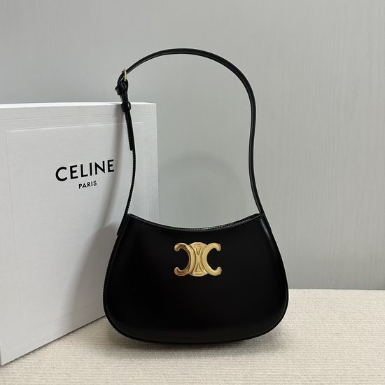 Celine TILLY Black Shoulder Bag with Metal Accent 115703