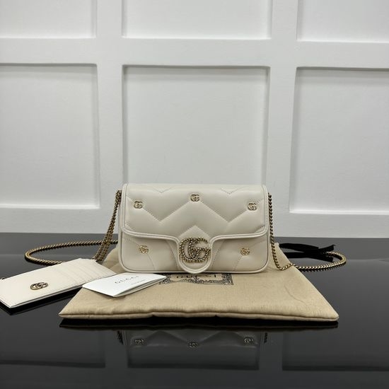 Gucci GG Marmont Quilted Leather Shoulder Bag with GG Studs and Detachable Card Holder 768293