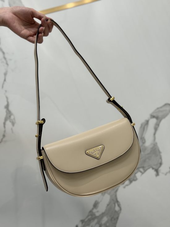 Prada Moon Curved Leather Handbag 1BD365