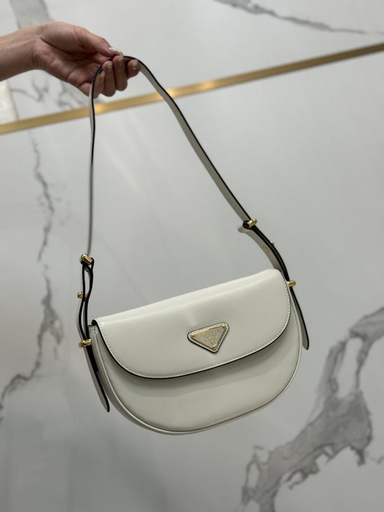 Prada Moon Curved Leather Handbag 1BD365