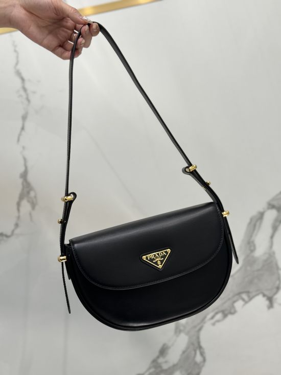Prada Moon Curved Leather Handbag 1BD365