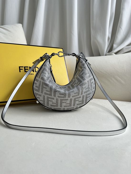 Fendi Graphy Small Shoulder Bag Crystal Decor 160