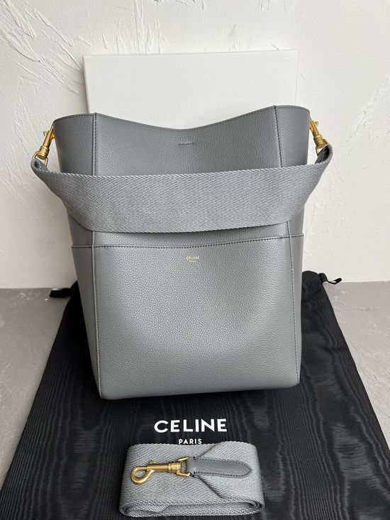 Celine Sangle Seau Litchi Leather Bucket Bag 168105