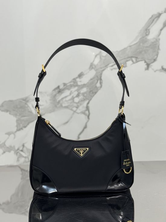 Prada Nylon Curved Minimalist Shoulder Bag 1BC214