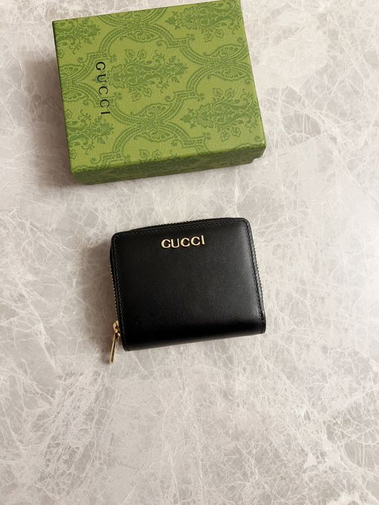 Gucci Black Leather Zipper Wallet 772639