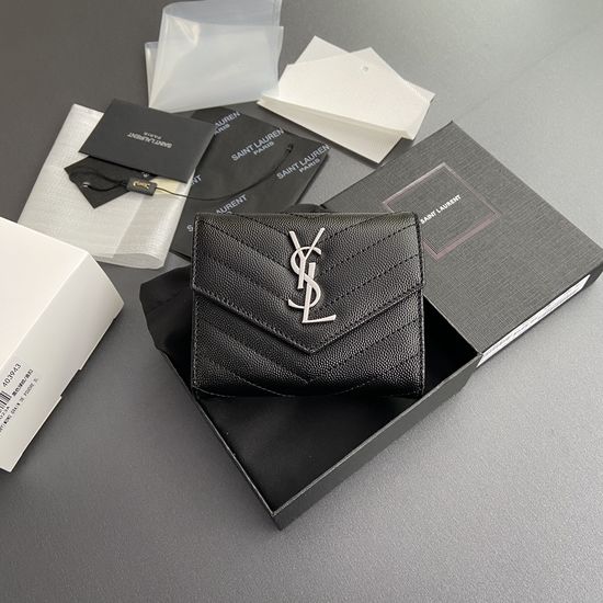 Yves Saint Laurent Matelasse Grain Leather Trifold Wallet 403943