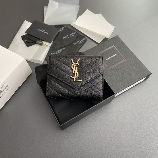 Yves Saint Laurent Matelasse Grain Leather Trifold Wallet 403943