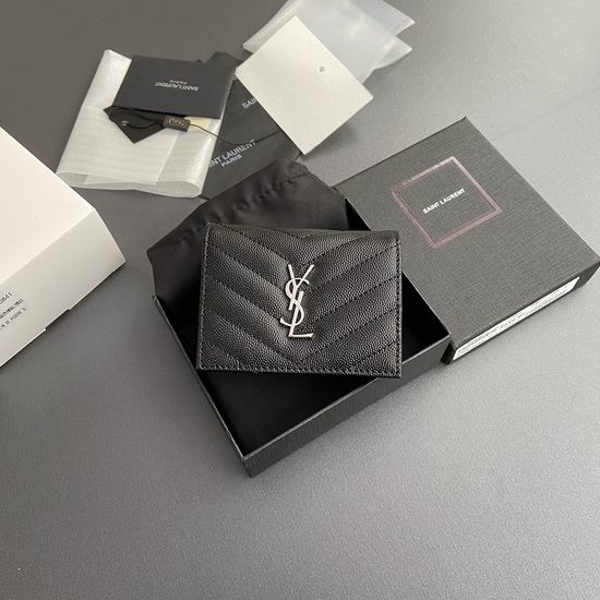 Yves Saint Laurent Matelasse Quilted Grain Leather Short Card Holder 530841