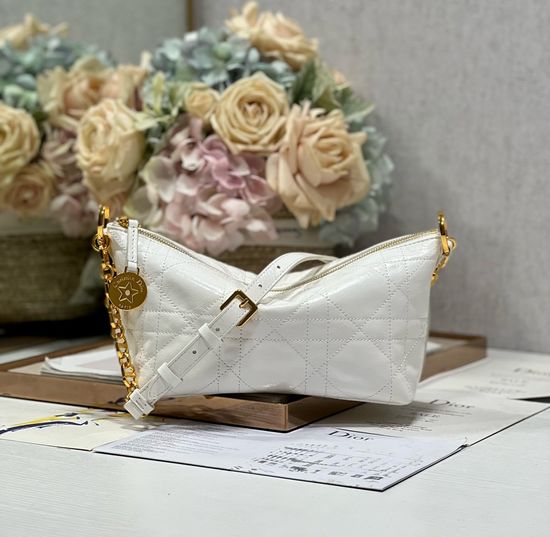 Christian Dior Christian Diorstar Hobo White Grained Leather 3202