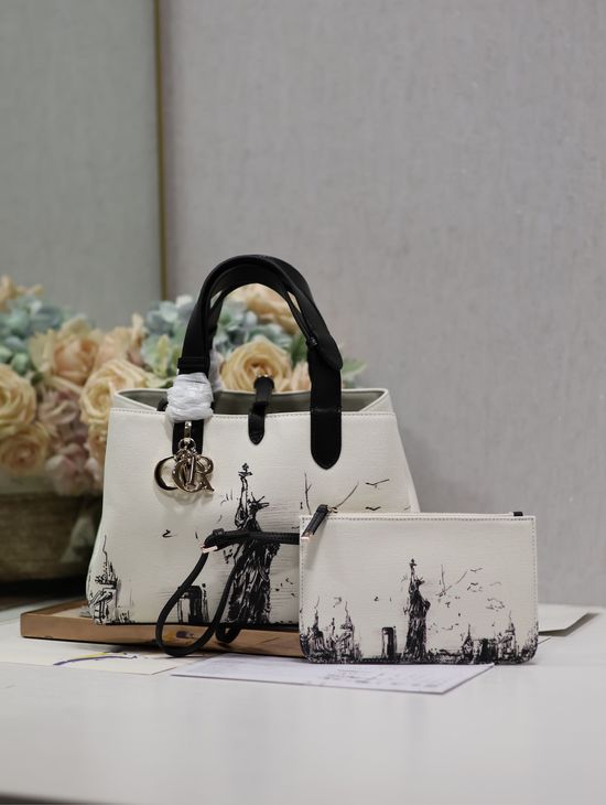 Christian Dior Toujours Canvas Leather Medium Handbag 1188