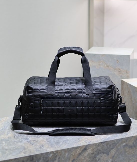 Yves Saint Laurent YSL Plaid Nylon Travel Tote Bag 581374-1