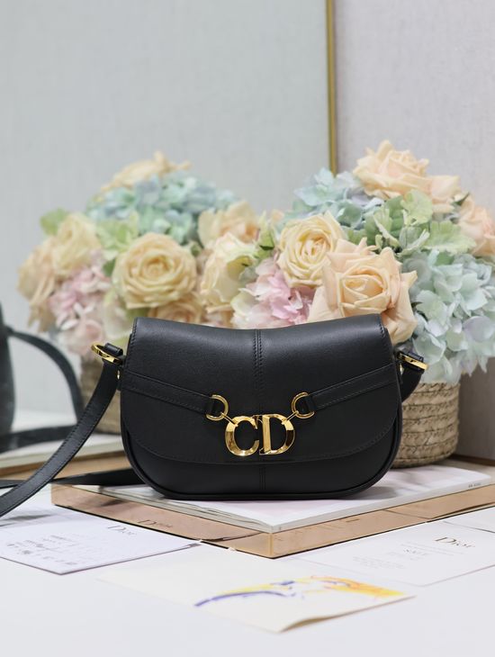Christian Dior CD Besace Black Leather Bag 2051