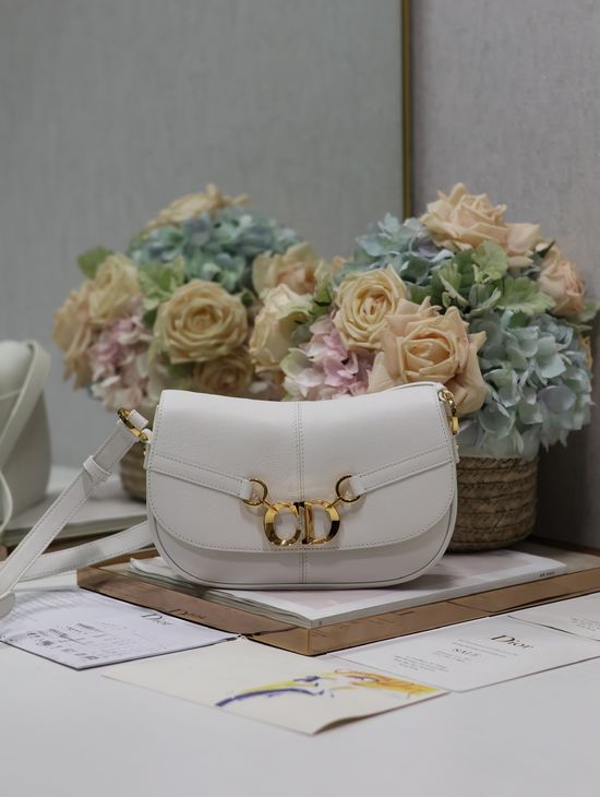 Christian Dior CD Besace White Leather Bag 2050
