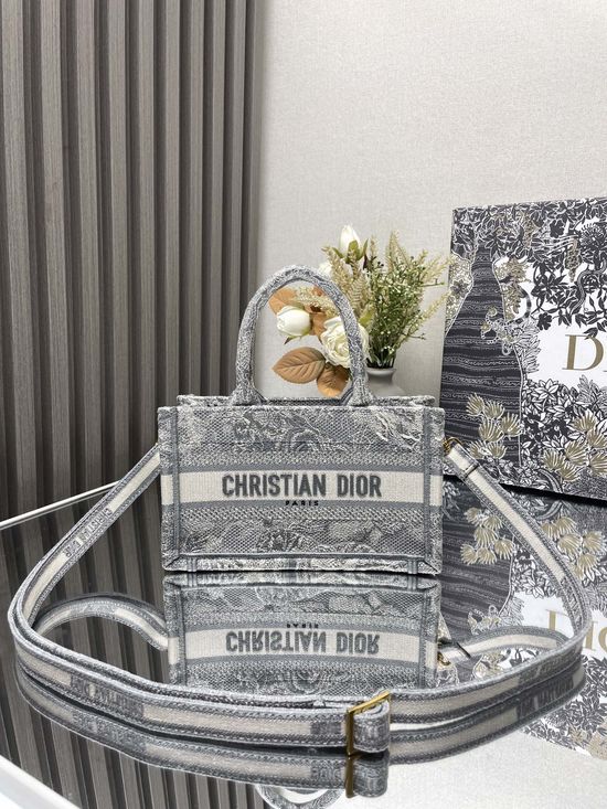 Christian Dior Book Tote Mini Grey Oblique Embroidery 1286/9024