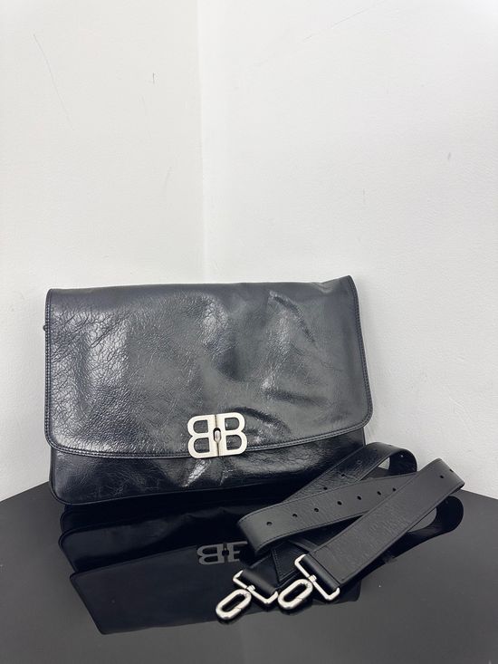 Balenciaga BB Soft Black Leather Crossbody Bag 748488