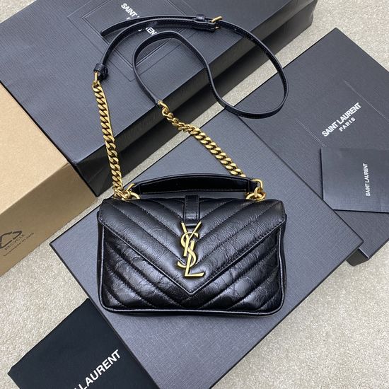 Yves Saint Laurent College Cracked Leather Messenger Bag 779430