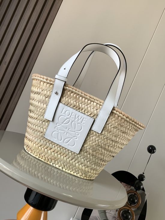 Loewe Basket Palm Leaf Leather Tote 8004