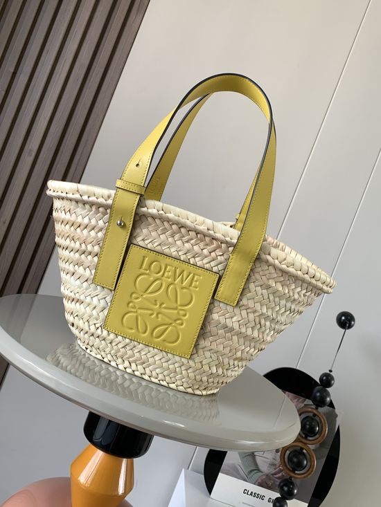Loewe Basket Palm Leaf Leather Tote 8004
