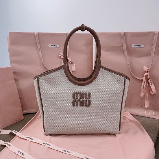 Miu Miu Canvas Leather Tote Bag 5BG281