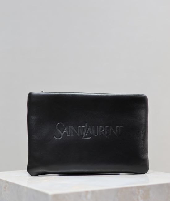 Yves Saint Laurent YSL Embossed Logo Lambskin Clutch Bag 765025