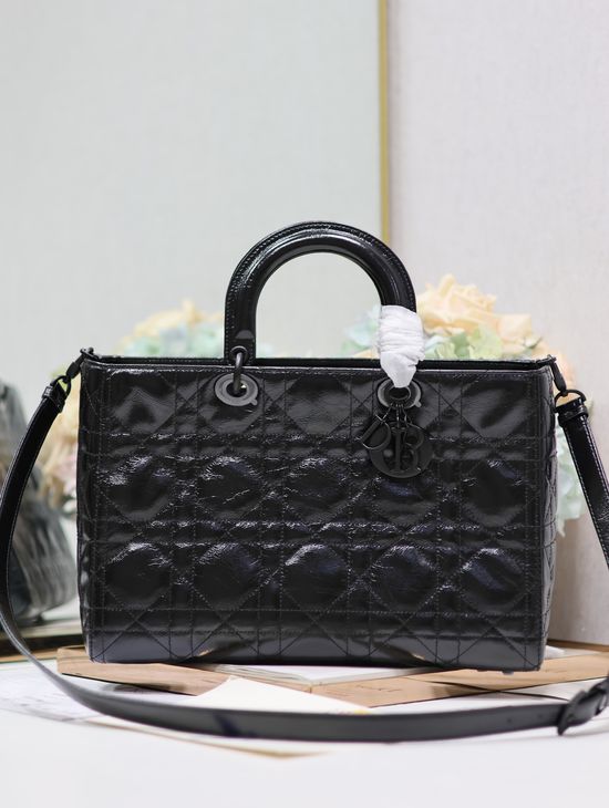 Christian Dior Lady D-Sire Handbag Black 1152