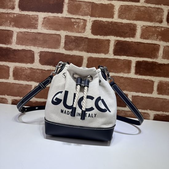 Gucci Canvas Blue Leather Large Crossbody Bag 777166