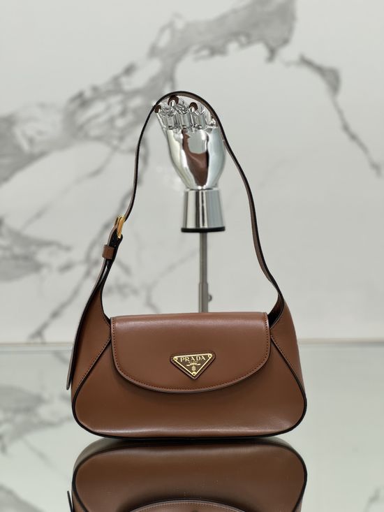 Prada Leather Shoulder Bag with Magnetic Closure 1BD358