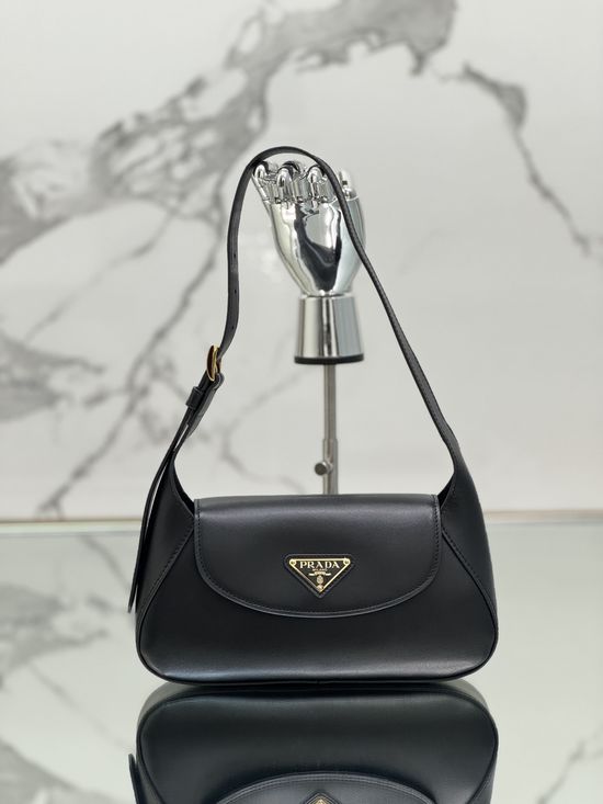 Prada Leather Shoulder Bag with Magnetic Closure 1BD358