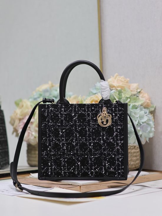 Christian Dior Mini Book Tote Tweed Spliced Tote Bag 1265