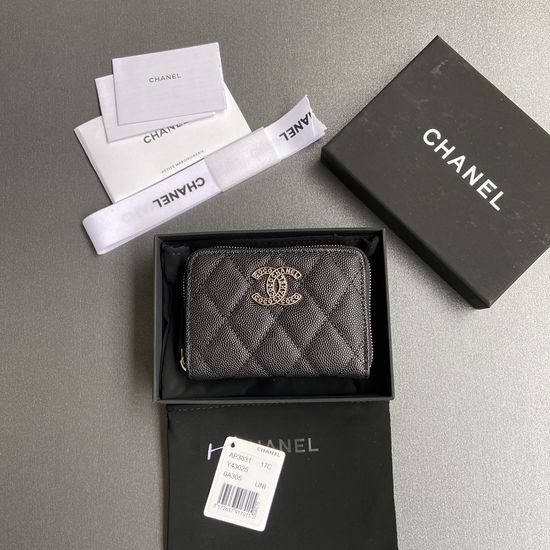 Chanel Fine Grained Calfskin Small Zip Pouch A3831