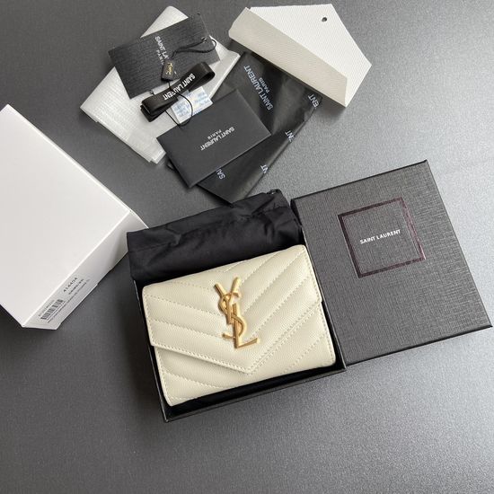 Yves Saint Laurent Matelasse Grain Leather Envelope Wallet 414404