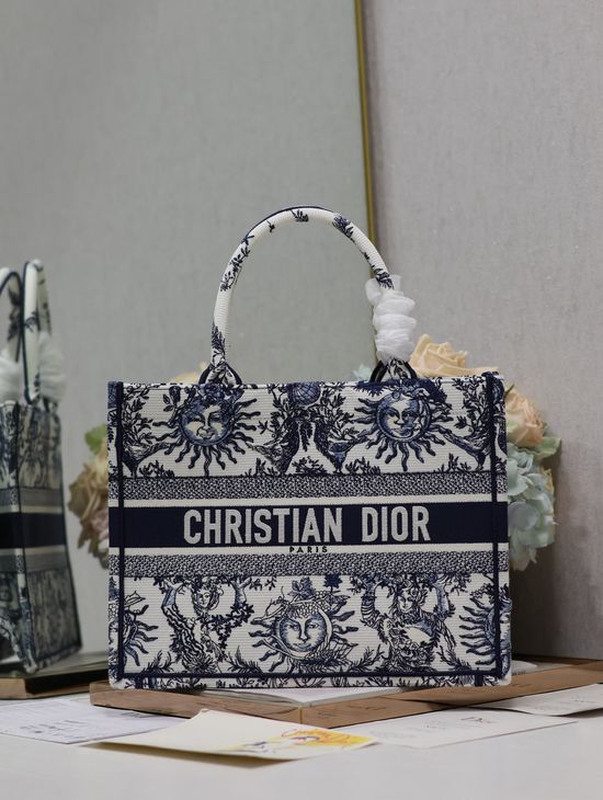 Christian Dior Book Tote Shopping Bag Bayadere Pattern 1286