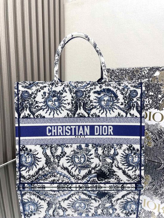 Christian Dior Book Tote Blue Sun Constellation Large 5640
