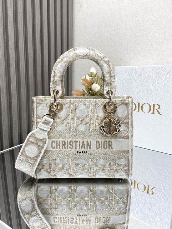 Christian Dior Lady Plaid Embroidered Lambskin Bag 5