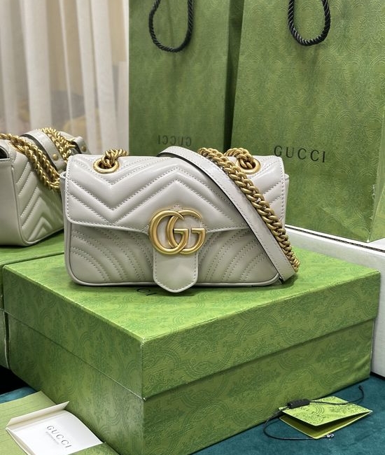 Gucci GG Marmont Light Gray Quilted Handbag 446744